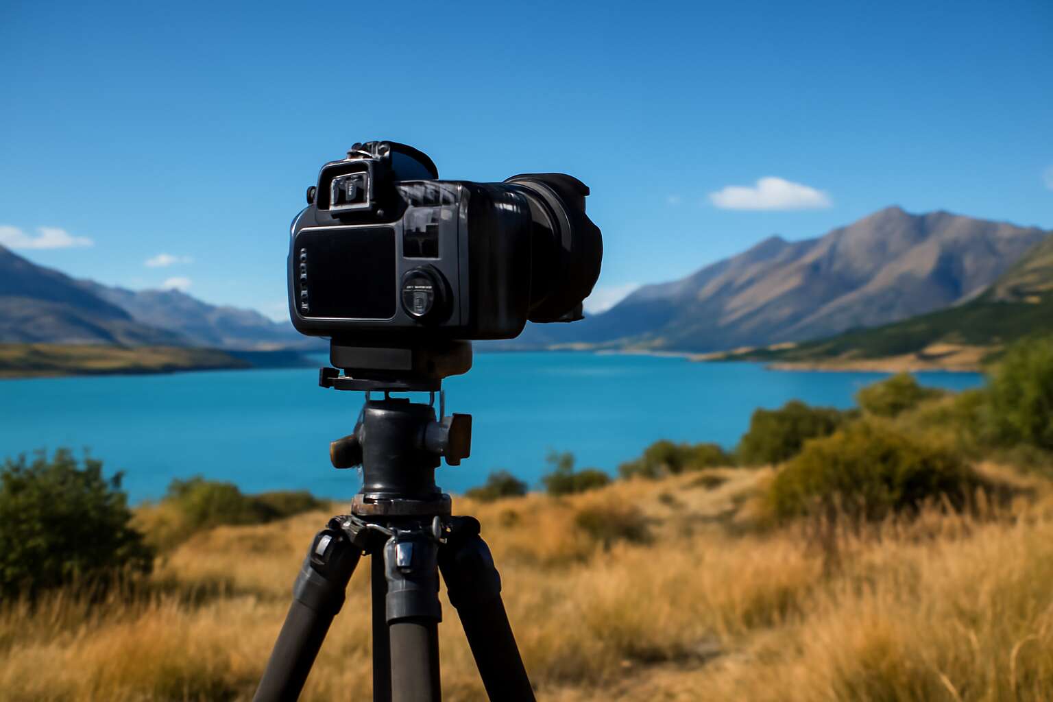 dslr camera and tripod